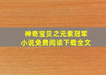 神奇宝贝之元素冠军小说免费阅读下载全文