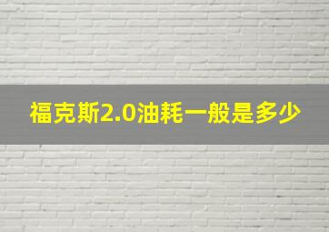 福克斯2.0油耗一般是多少