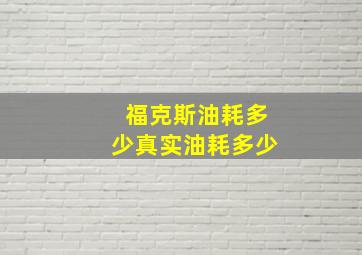 福克斯油耗多少真实油耗多少