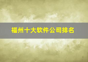 福州十大软件公司排名