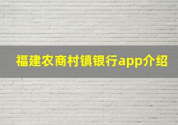 福建农商村镇银行app介绍