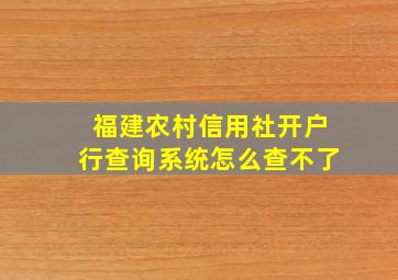 福建农村信用社开户行查询系统怎么查不了