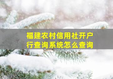 福建农村信用社开户行查询系统怎么查询