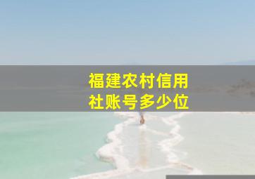 福建农村信用社账号多少位