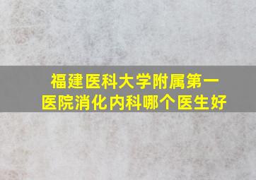 福建医科大学附属第一医院消化内科哪个医生好