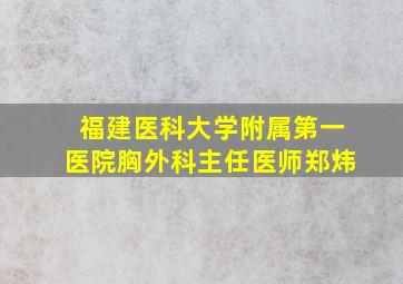 福建医科大学附属第一医院胸外科主任医师郑炜