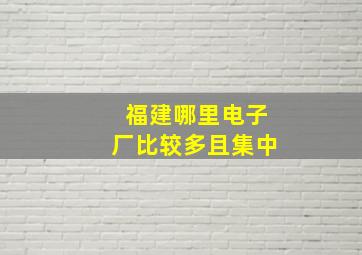 福建哪里电子厂比较多且集中