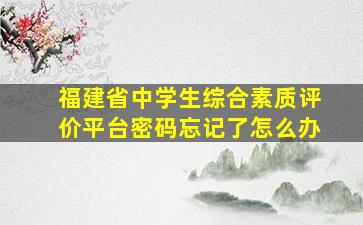 福建省中学生综合素质评价平台密码忘记了怎么办