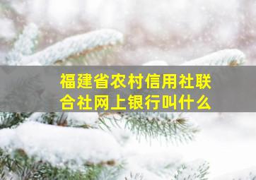 福建省农村信用社联合社网上银行叫什么