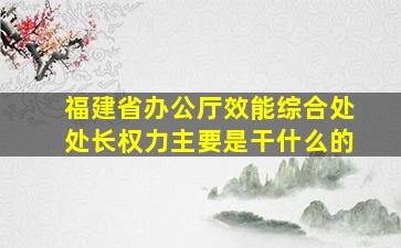 福建省办公厅效能综合处处长权力主要是干什么的