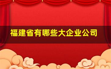 福建省有哪些大企业公司