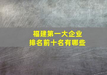 福建第一大企业排名前十名有哪些