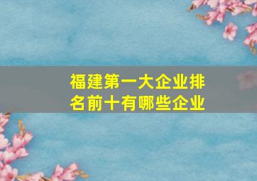 福建第一大企业排名前十有哪些企业