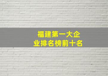 福建第一大企业排名榜前十名