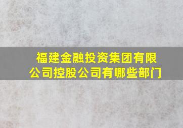 福建金融投资集团有限公司控股公司有哪些部门