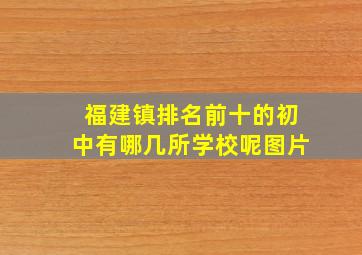 福建镇排名前十的初中有哪几所学校呢图片