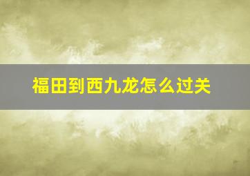 福田到西九龙怎么过关