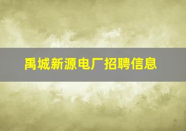 禹城新源电厂招聘信息