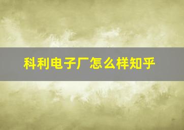 科利电子厂怎么样知乎