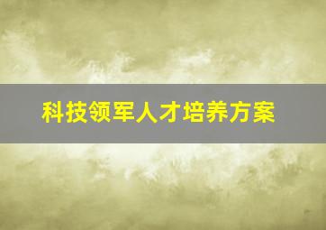 科技领军人才培养方案