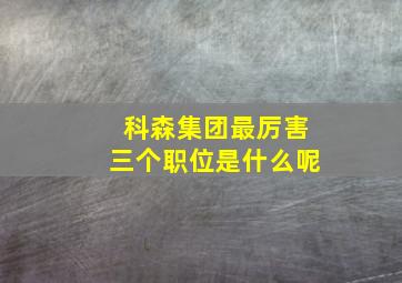 科森集团最厉害三个职位是什么呢