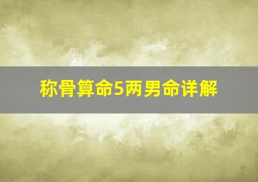 称骨算命5两男命详解