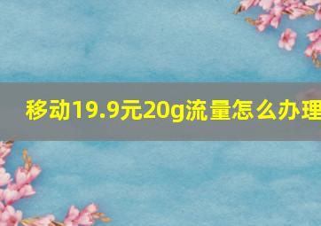 移动19.9元20g流量怎么办理