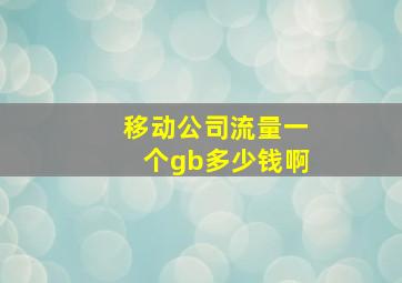 移动公司流量一个gb多少钱啊