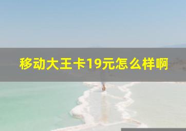 移动大王卡19元怎么样啊