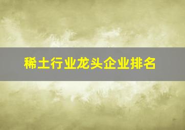 稀土行业龙头企业排名