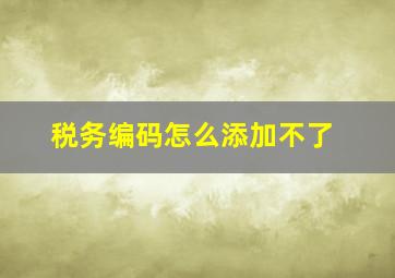 税务编码怎么添加不了