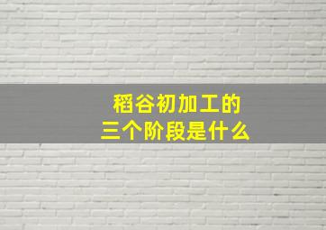 稻谷初加工的三个阶段是什么