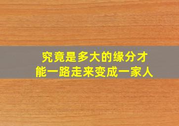 究竟是多大的缘分才能一路走来变成一家人