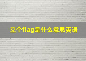 立个flag是什么意思英语