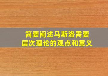 简要阐述马斯洛需要层次理论的观点和意义