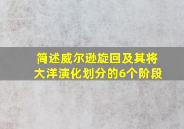 简述威尔逊旋回及其将大洋演化划分的6个阶段