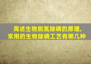 简述生物脱氮除磷的原理,常用的生物除磷工艺有哪几种