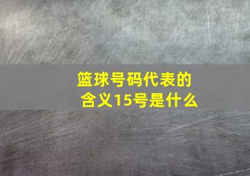 篮球号码代表的含义15号是什么