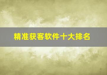 精准获客软件十大排名