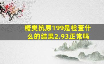 糖类抗原199是检查什么的结果2.93正常吗