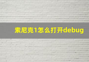 索尼克1怎么打开debug