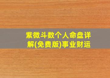 紫微斗数个人命盘详解(免费版)事业财运