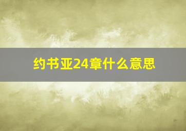 约书亚24章什么意思