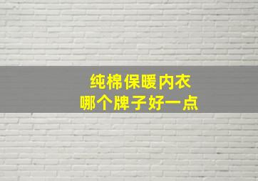 纯棉保暖内衣哪个牌子好一点