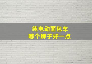 纯电动面包车哪个牌子好一点