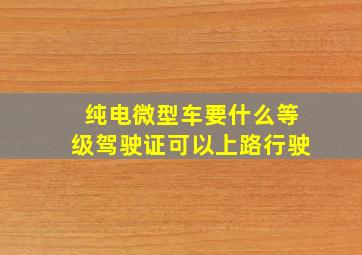 纯电微型车要什么等级驾驶证可以上路行驶