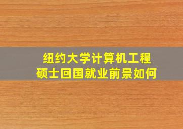 纽约大学计算机工程硕士回国就业前景如何