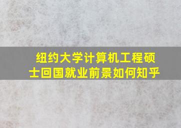 纽约大学计算机工程硕士回国就业前景如何知乎