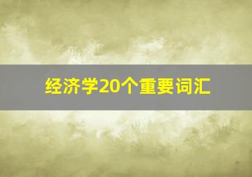 经济学20个重要词汇