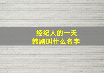 经纪人的一天韩剧叫什么名字